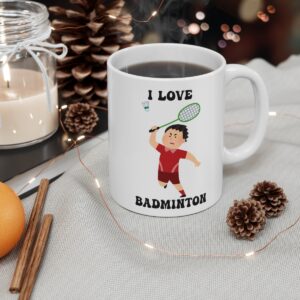 I Love Badminton White Mug