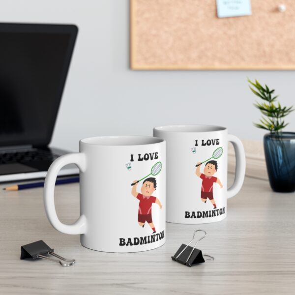 I Love Badminton White Mug