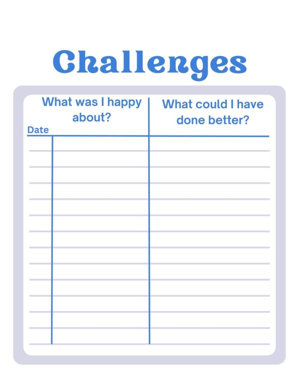 Table Tennis Weekly Journal/Planner