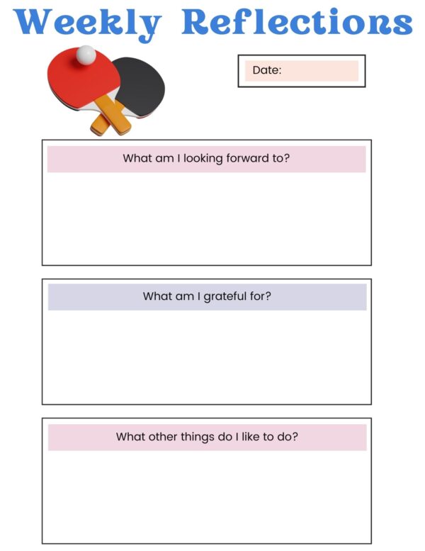 Table Tennis Weekly Journal/Planner