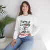 Crewneck Sweatshirt Funny Christmas Crow Gift | Festive Bird Apparel for Coffee Lovers & Bird Fans