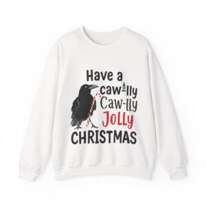 F-CAW-F Funny Christmas Crow Unisex Sweatshirt | Festive Bird Gift for Coffee Lovers & Bird Fans